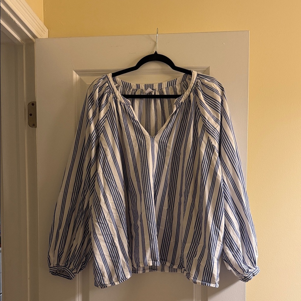 Old Navy Blue and White Striped Blouse
